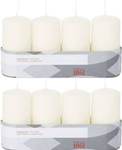 Trend Candles 8x Ivoorwitte Cilinderkaarsen stompkaarse 5 X 10 Cm 18 Branduren Stompkaarsen