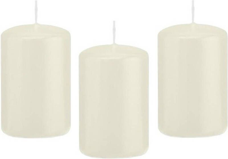 Trend Candles 8x stuks Ivoorwitte cilinderkaars stompkaars 5 x 8 cm 18 branduren Geurloze kaarsen Woondecoraties Stompkaarsen