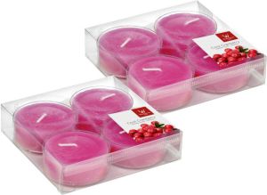 Trend Candles 8x Maxi Geurtheelichtjes Cranberry roze 8 Branduren Geurkaarsen