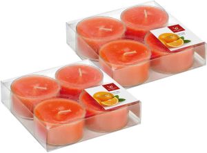 Trend Candles 8x Maxi geurtheelichtjes sinaasappel oranje 8 branduren geurkaarsen