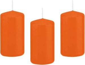 Trend Candles 8x Oranje cilinderkaarsen stompkaarsen 6 x 12 cm 40 branduren Geurloze kaarsen oranje Woondecoraties Stompkaarsen