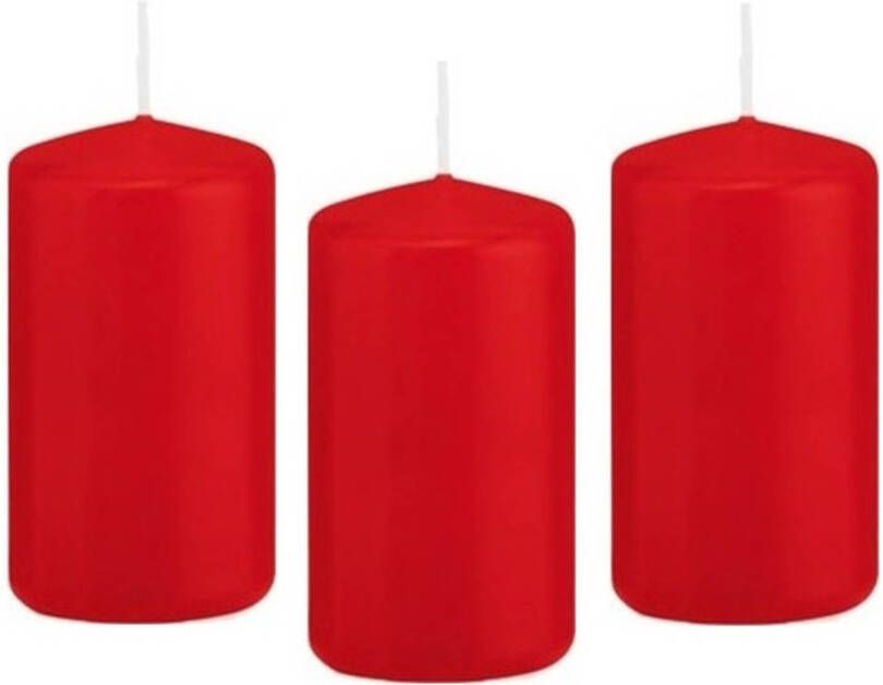 Trend Candles 8x Rode cilinderkaars stompkaars 5 x 10 cm 23 branduren Stompkaarsen