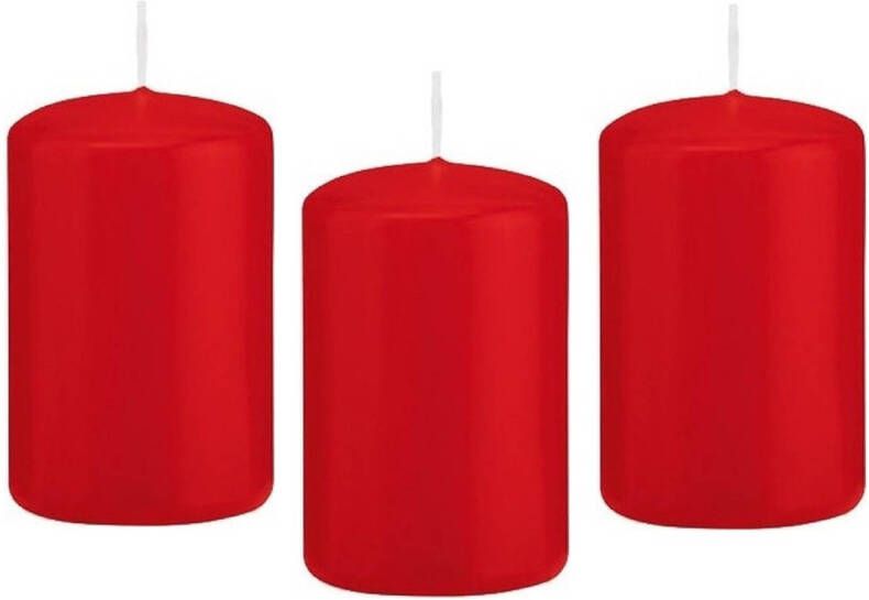 Trend Candles 8x Rode cilinderkaars stompkaars 5 x 8 cm 18 branduren Stompkaarsen