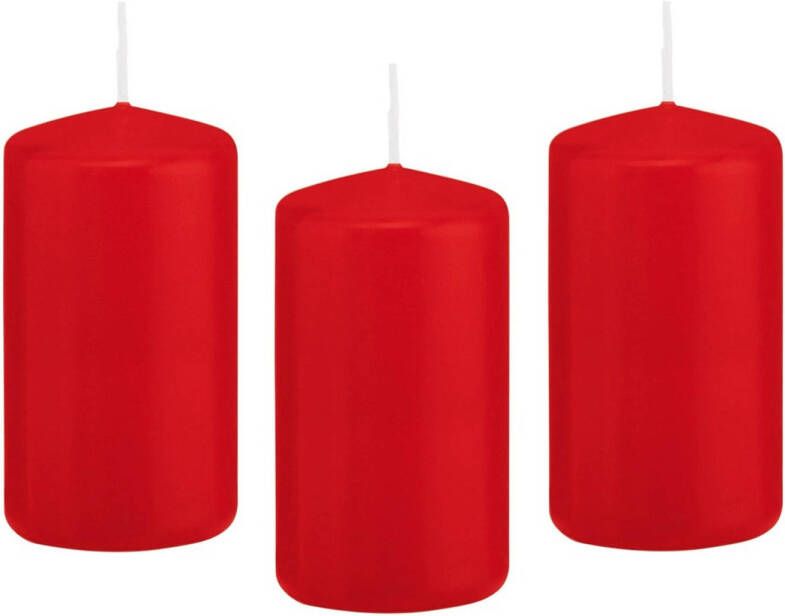 Trend Candles 8x Rode cilinderkaars stompkaars 6 x 12 cm 40 branduren Stompkaarsen