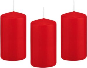 Trend Candles 8x Rode cilinderkaars stompkaars 6 x 12 cm 40 branduren Geurloze kaarsen Woondecoraties Stompkaarsen