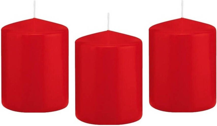 Trend Candles 8x Rode cilinderkaars stompkaars 6 x 8 cm 29 branduren Geurloze kaarsen Woondecoraties Stompkaarsen