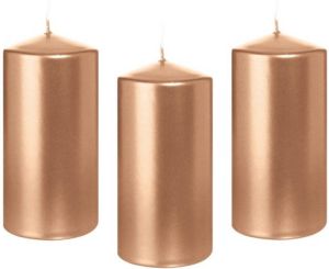 Trend Candles 8x Rosegouden cilinderkaars stompkaars 6 x 12 cm 40 branduren Geurloze rosegoudkleurige kaarsen Woondecoraties Stompkaarsen