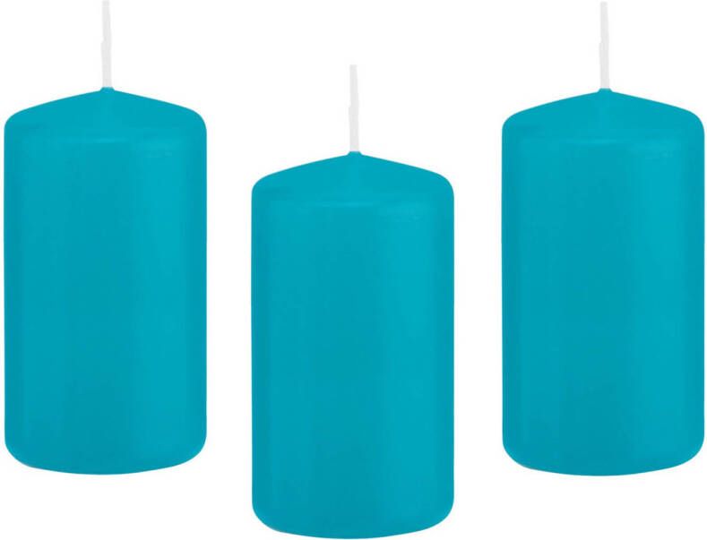 Trend Candles 8x Turquoise blauwe cilinderkaarsen stompkaarsen 5 x 10 cm 23 branduren Geurloze kaarsen turkoois blauw Woondecoraties Stompkaarsen