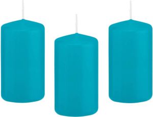 Trend Candles 8x Turquoise blauwe cilinderkaarsen stompkaarsen 5 x 10 cm 23 branduren Geurloze kaarsen turkoois blauw Woondecoraties Stompkaarsen