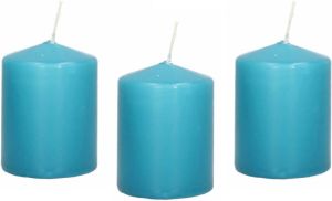 Trend Candles 8x Turquoise blauwe cilinderkaarsen stompkaarsen 6 x 8 cm 29 branduren Geurloze kaarsen turkoois blauw Woondecoraties Stompkaarsen