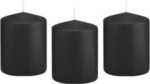 Trend Candles 8x Zwarte cilinderkaars stompkaars 6 x 8 cm 29 branduren Geurloze kaarsen Woondecoraties Stompkaarsen