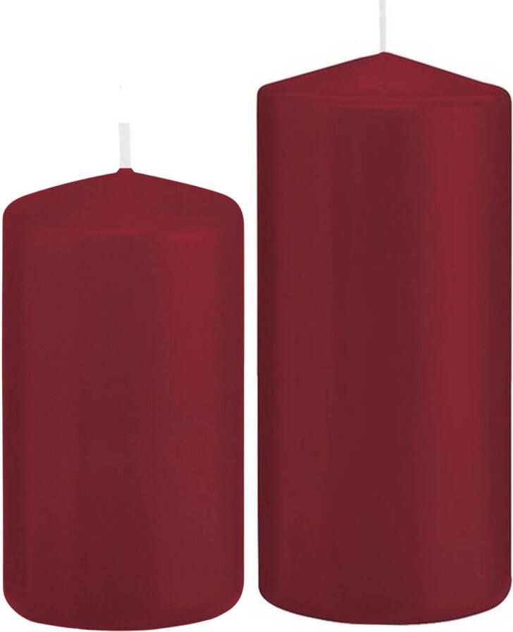 Trend Candles Stompkaarsen set van 2x stuks bordeaux rood 12 en 15 cm Stompkaarsen