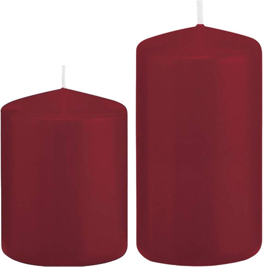 Trend Candles Stompkaarsen set van 2x stuks bordeaux rood 8 en 12 cm Stompkaarsen