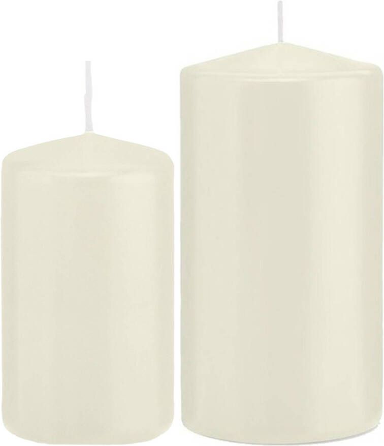 Trend Candles Stompkaarsen set van 2x stuks ivoor wit 12 en 15 cm Stompkaarsen