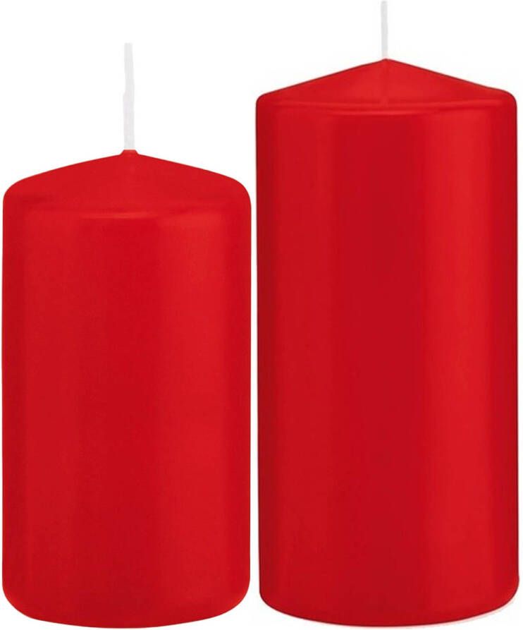 Trend Candles Stompkaarsen set van 2x stuks rood 12 en 15 cm Stompkaarsen