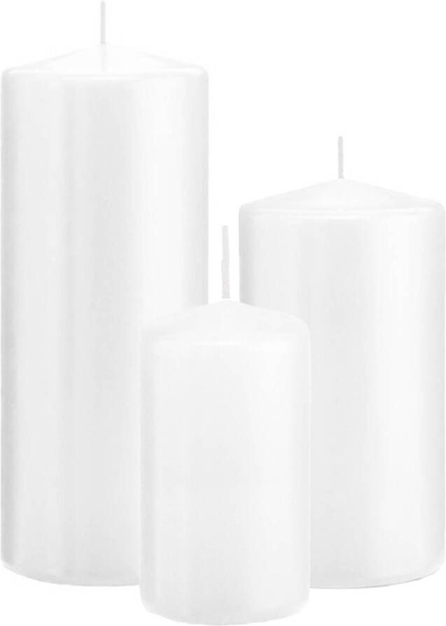 Trend Candles Stompkaarsen set van 3x stuks wit 12-15-20 cm Stompkaarsen