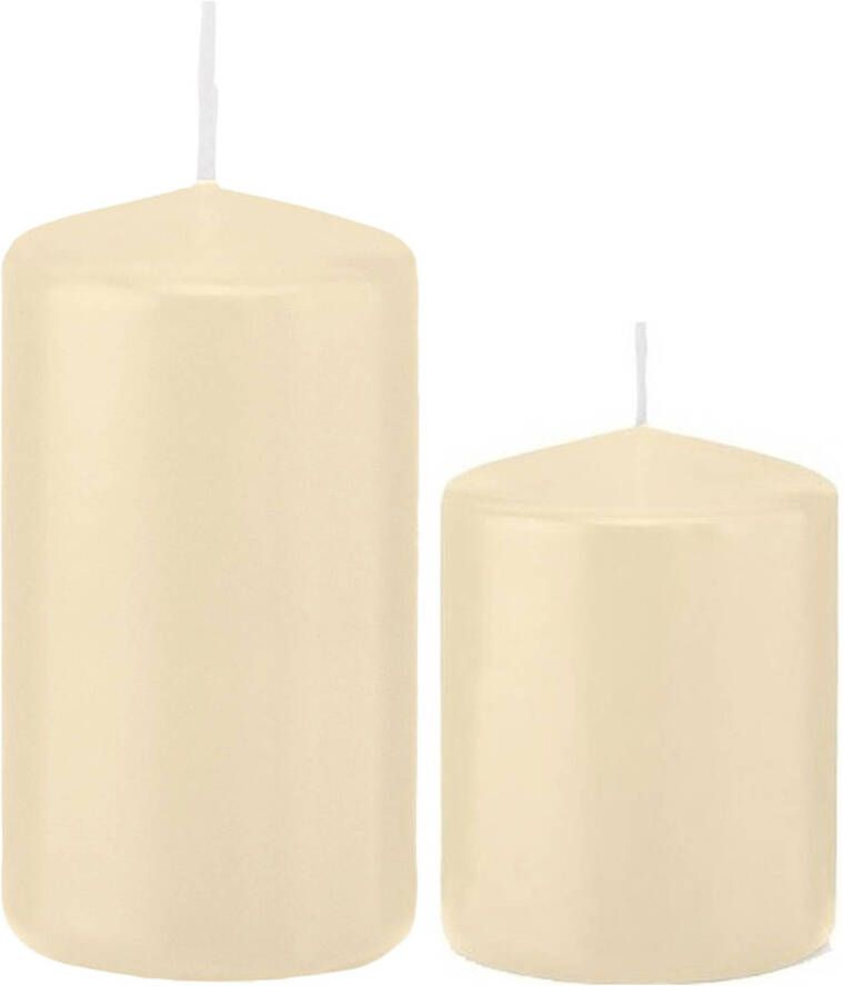 Trend Candles Stompkaarsen set van 4x stuks creme wit 8 en 12 cm Stompkaarsen
