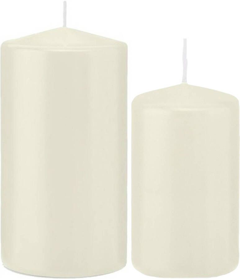 Trend Candles Stompkaarsen set van 4x stuks ivoor wit 12 en 15 cm Stompkaarsen