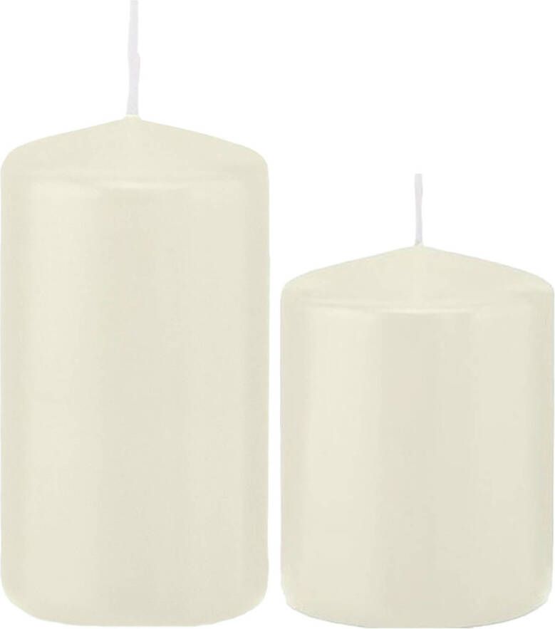 Trend Candles Stompkaarsen set van 4x stuks ivoor wit 8 en 12 cm Stompkaarsen