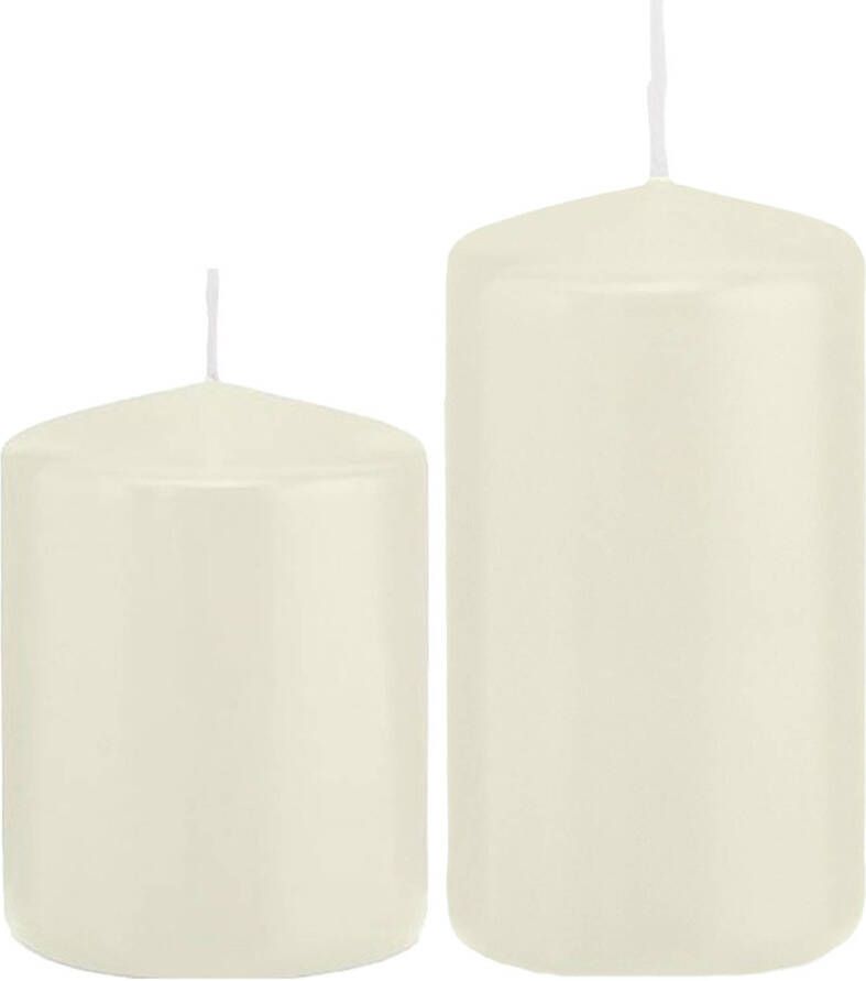Trend Candles Stompkaarsen set van 6x stuks ivoor wit 8 en 12 cm Stompkaarsen