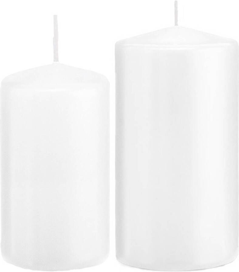 Trend Candles Stompkaarsen set van 6x stuks wit 12 en 15 cm Stompkaarsen