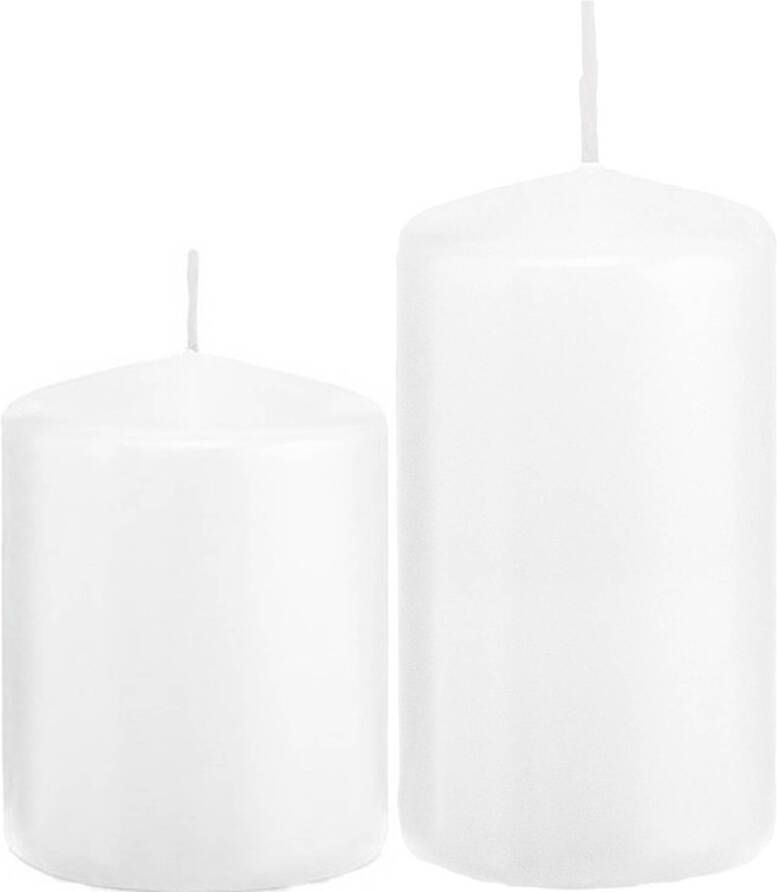 Trend Candles Stompkaarsen set van 6x stuks wit 8 en 12 cm Stompkaarsen