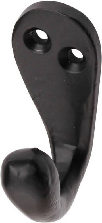Merkloos 1x Luxe kapstokhaken jashaken kapstokhaakjes aluminium retro zwart enkele haak 5 1 x 2 cm Kapstokhaken