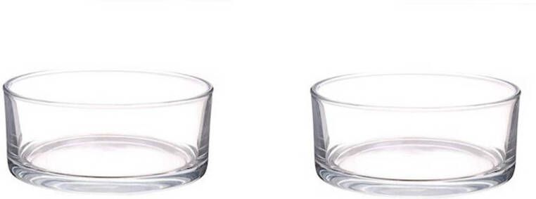 Trendoz 2x Lage schalen vazen transparant rond glas 8 x 19 cm cilindervormig glazen vazen woonaccessoires Vazen