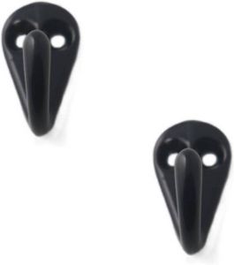 Merkloos 2x Zwarte garderobe haakjes jashaken kapstokhaakjes aluminium enkele haak 3 6 x 1 9 cm Kapstokhaken