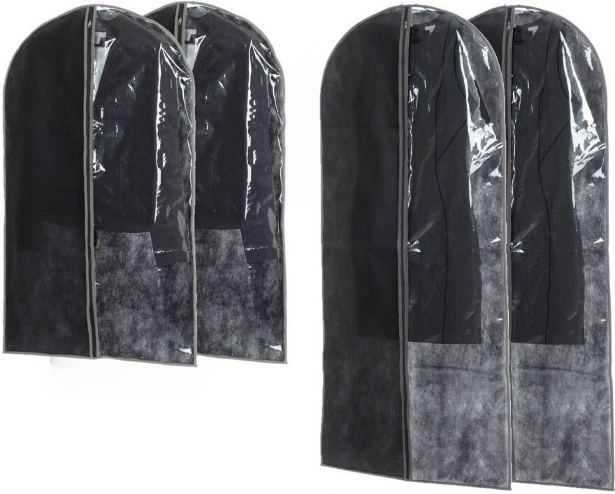 Merkloos Set van 6x stuks kledinghoezen grijs 135 100 cm inclusief kledinghangers Kledinghoezen
