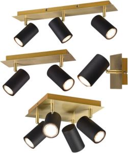TRIO Bundel Marley Opbouwspots 1 spot & 2 spot & 3 spot & 4 spot Zwart met Goud