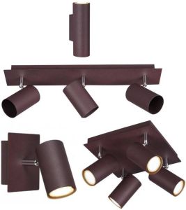 TRIO Bundel Marley Opbouwspots 1 spot & 3 spot & 4 spot & Wandlamp Roestkleur