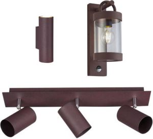 TRIO Bundel Marley Opbouwspots 3 spot & Wandlamp Marley & Wandlamp Curtis Roestkleur