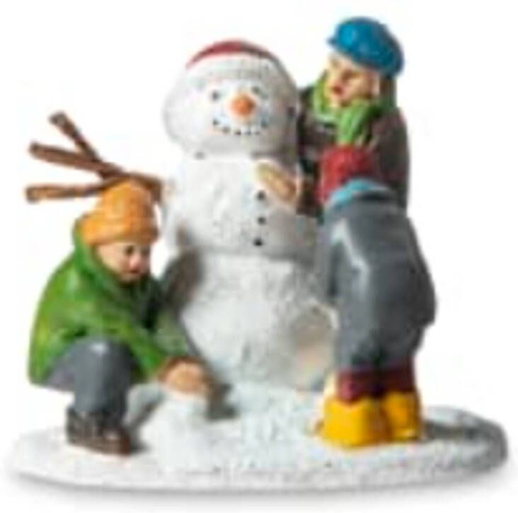 Typisch Hollands Kersthuisjes accessoire Kinderen en sneeuwpop