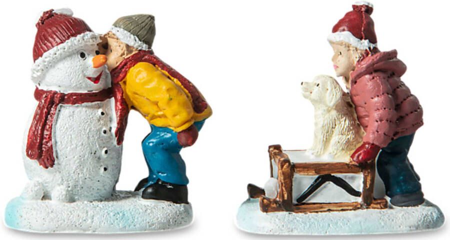 Typisch Hollands Kersthuisjes accessoire Set van 2 figuren jongen en meisje