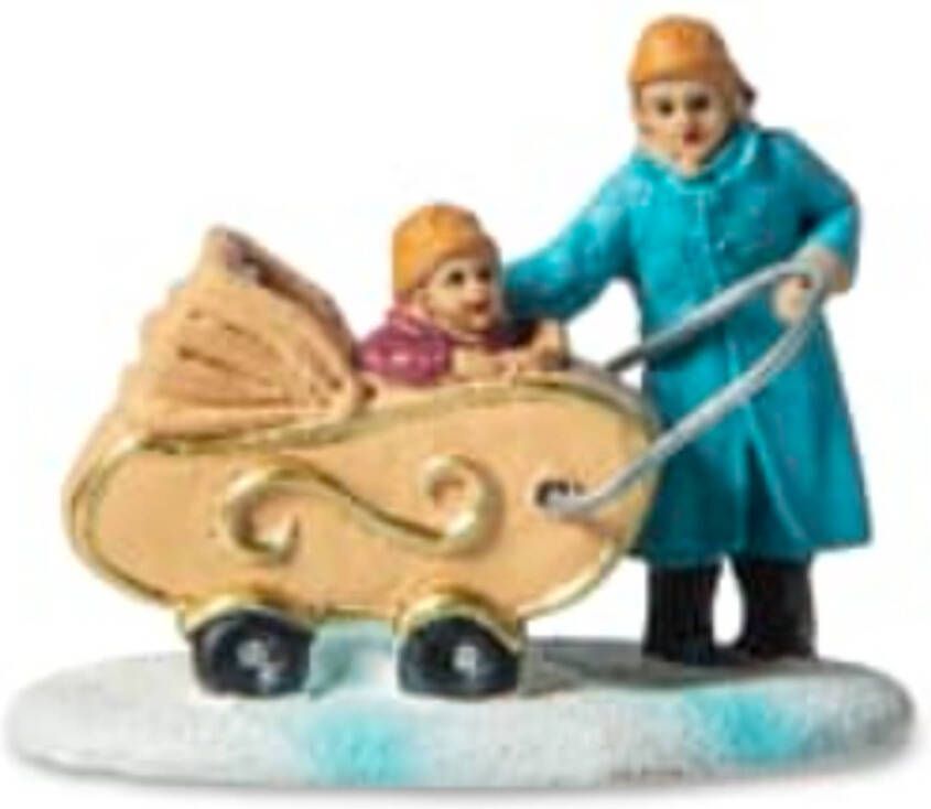 Typisch Hollands Kersthuisjes accessoire Vrouw met kinderwagen