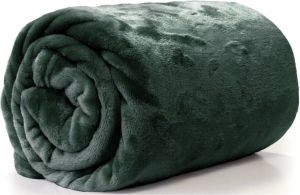 Unique Living Enzo Fleece deken plaid 130 x 180 cm dennengroen Plaids