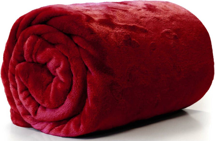 Unique Living Plaid deken fleece fluweel rood polyester 130 x 180 cm Plaids