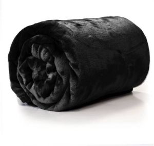 Unique Living Plaid deken fleece zwart polyester 130 x 180 cm Plaids