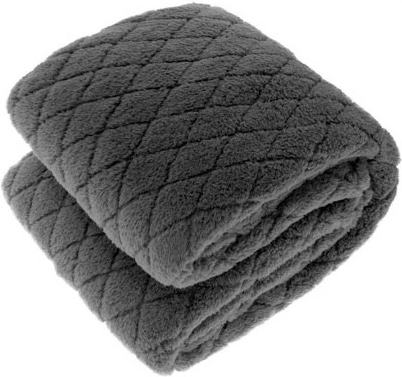 Unique Living Ezra fleece plaid Fleece polyester 150x200 cm Dark grey - Foto 1