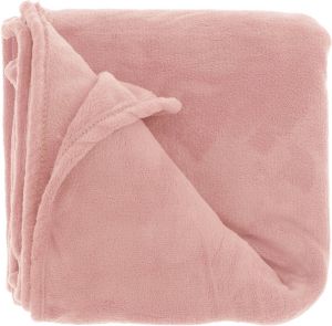 Unique Living Plaid deken fleece oud roze polyester 150 x 200 cm Plaids
