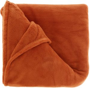 Unique Living Plaid deken fleece terra cotta polyester 150 x 200 cm Plaids