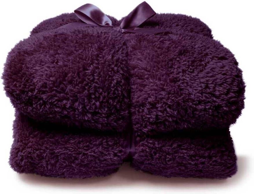 Unique Living Plaid Teddy 150x200cm Dark Purple
