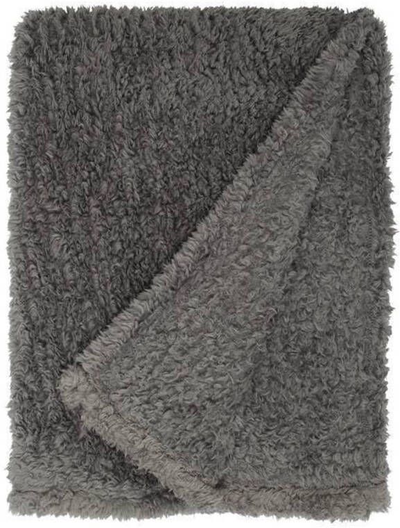 Unique Living Teddy fleece plaid Fleece polyester 150x200 cm Donkergrijs