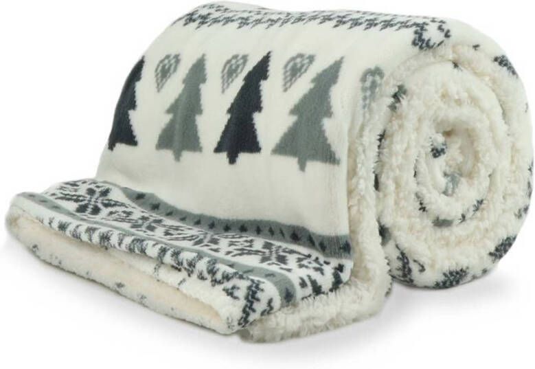 Unique Living Wonderful fleece plaid 100% polyester 130x160 cm White
