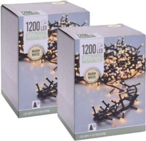 Universeel Kerstverlichting Lichtsnoer 2 stuks 1200 LED&apos;s Lengte: 24 meter Warm wit