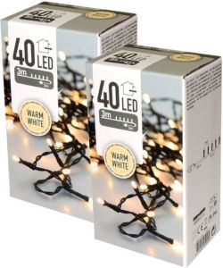 Universeel Kerstverlichting Lichtsnoer 2 stuks 40 LED&apos;s Lengte: 3 meter Warm wit