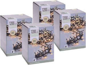 Universeel Kerstverlichting Lichtsnoer 4 stuks 1200 LED&apos;s Lengte: 24 meter Warm wit