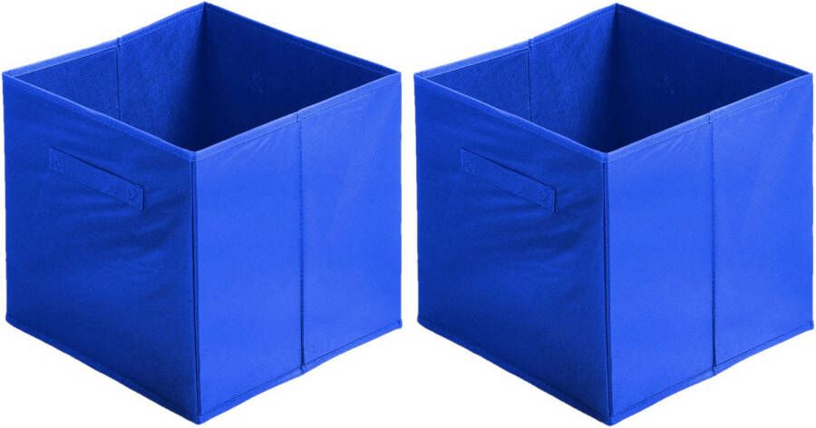 Urban Living Opbergmand kastmand 4x karton kunststof 29 liter blauw 31 x 31 x 31 cm Opbergmanden
