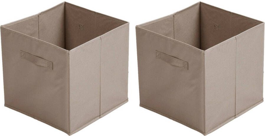 Urban Living Opbergmand kastmand Square Box 2x karton kunststof 29 liter beige 31 x 31 x 31 cm Opbergmanden